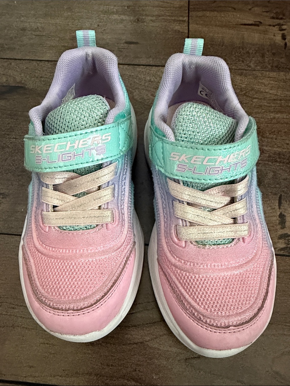 Skechers S-Lights Kids Sneakers in Pink & Mint